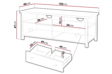 Storys Golvstående Tv Bänk 120 cm med Förvaring i Målat Trä - Vit - Möbler - Tv möbel & mediamöbel - TV bänk & mediabänk