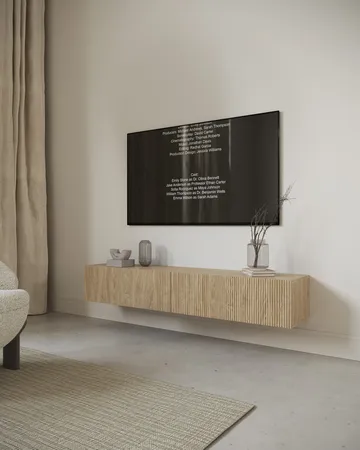 Takayo Vägghängd Tv Bänk 176 cm med Förvaring i Ek - Ljusbrun - Möbler - Tv möbel & mediamöbel - TV bänk & mediabänk