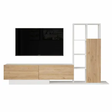 Tavren TV-bänk 201,2x123,6x29,5 cm - Naturlig och vit - Möbler - Tv möbel & mediamöbel - TV bänk & mediabänk