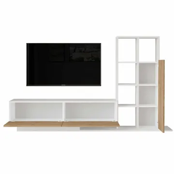 Tavren TV-bänk 201,2x123,6x29,5 cm - Naturlig och vit - Möbler - Tv möbel & mediamöbel - TV bänk & mediabänk