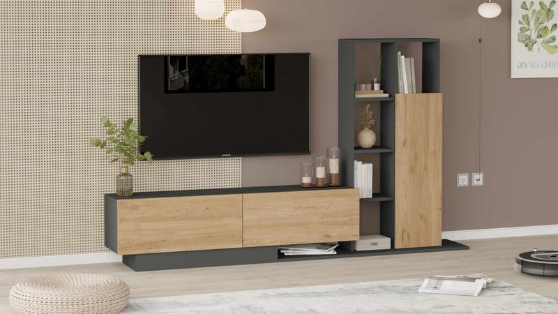 Tavren TV-bänk 201,2x123,6x29,5 cm - Naturlig/Antracit - Möbler - Tv möbel & mediamöbel - TV bänk & mediabänk