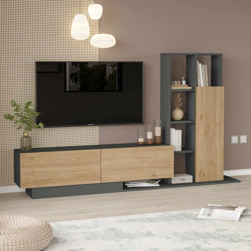 Tavren TV-bänk 201,2x123,6x29,5 cm - Naturlig/Antracit - Möbler - Tv möbel & mediamöbel - TV bänk & mediabänk