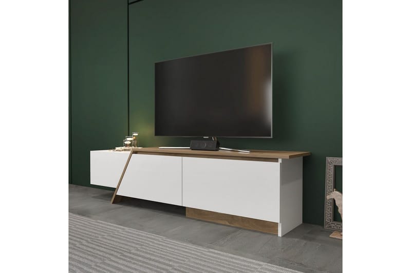 Tavros Golvstående Tv-bänk 180 cm med Förvaring i Valnöt - Vit - Möbler - Tv möbel & mediamöbel - TV bänk & mediabänk