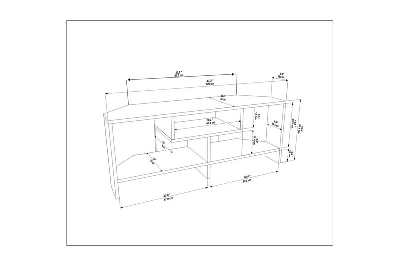 Torlin Tv-bänk 120 cm - Valnöt/Vit - Möbler - Tv möbel & mediamöbel - TV bänk & mediabänk
