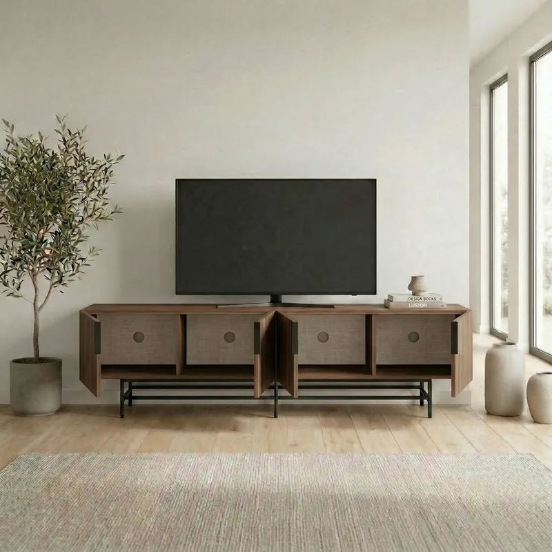 Truvia TV-bänk 200x55x35 cm - Valnöt och svart - Möbler - Tv möbel & mediamöbel - TV bänk & mediabänk