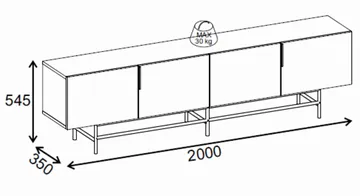 Truvia TV-bänk 200x55x35 cm - Valnöt och svart - Möbler - Tv möbel & mediamöbel - TV bänk & mediabänk
