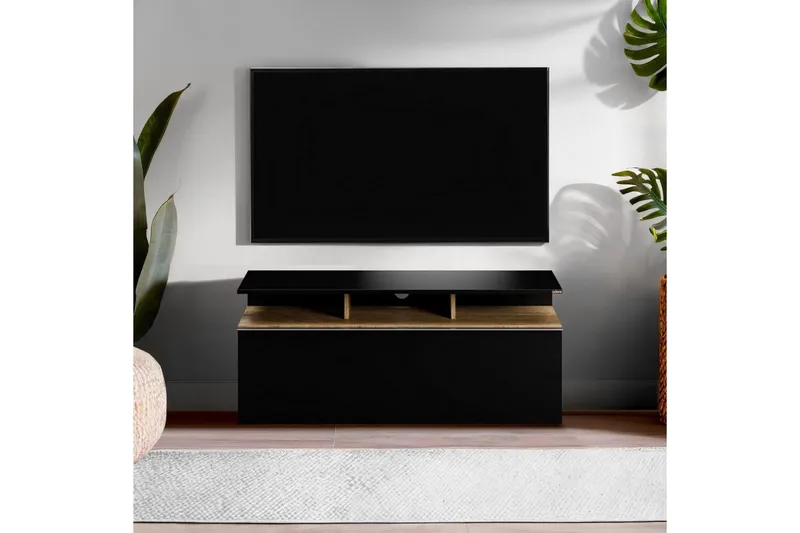 TV-bänk Galnor Svart / Valnöt - Svart / Valnöt - Möbler - Tv möbel & mediamöbel - TV bänk & mediabänk