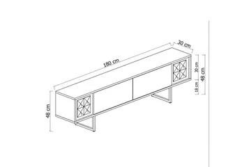 TV-bänk Jeval Valnöt / Svart - Valnöt / Svart - Möbler - Tv möbel & mediamöbel - TV bänk & mediabänk