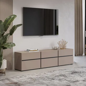 Tv-bänk Kors 3 luckor med 3 lådor - Kongo - Svart - Möbler - Tv möbel & mediamöbel - TV bänk & mediabänk