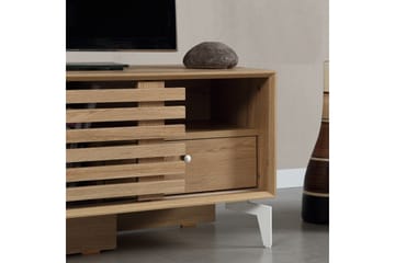 Comfortale Golvstående TV Bänk 125 cm med Förvaring i Ljust Trä - Brun - Möbler - Tv möbel & mediamöbel - TV bänk & mediabänk