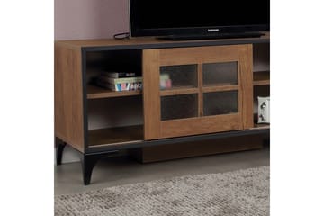 Comfortale Golvstående TV Bänk 125 cm med Förvaring i Mörkt Trä - Brun - Möbler - Tv möbel & mediamöbel - TV bänk & mediabänk