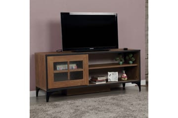 Comfortale Golvstående TV Bänk 125 cm med Förvaring i Mörkt Trä - Brun - Möbler - Tv möbel & mediamöbel - TV bänk & mediabänk
