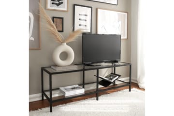 Condurso Golvstående Tv-bänk 130 cm med Förvaring i Glas och Metall - Svart - Möbler - Tv möbel & mediamöbel - TV bänk & mediabänk