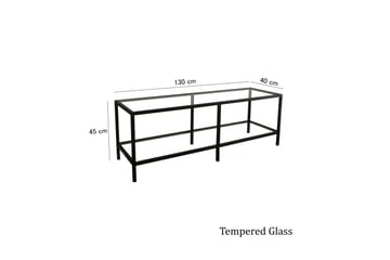 Condurso Golvstående Tv-bänk 130 cm med Förvaring i Glas och Metall - Svart - Möbler - Tv möbel & mediamöbel - TV bänk & mediabänk