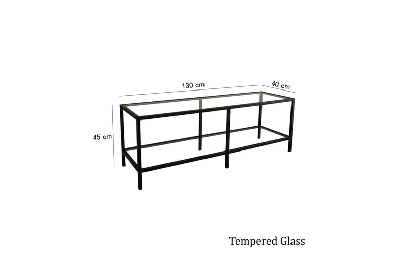 Condurso Golvstående Tv-bänk 130 cm med Förvaring i Glas och Metall - Svart - Möbler - Tv möbel & mediamöbel - TV bänk & mediabänk