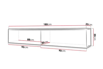 Cuguen Vägghängd Svävande TV-bänk 180 cm med Förvaring i Målat Trä - Svart - Möbler - Tv möbel & mediamöbel - TV bänk & mediabänk