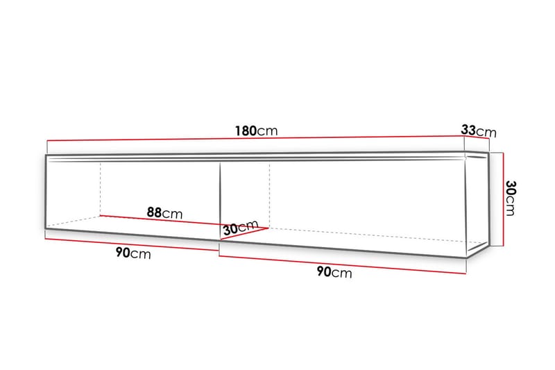 Cuguen Vägghängd Svävande TV-bänk 180 cm med Förvaring i Målat Trä - Svart - Möbler - Tv möbel & mediamöbel - TV bänk & mediabänk