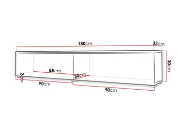 Cuguen Vägghängd Svävande TV-bänk 180 cm med Förvaring i Målat Trä - Svart - Möbler - Tv möbel & mediamöbel - TV bänk & mediabänk