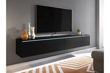 Cuguen Vägghängd Svävande TV-bänk 180 cm med Förvaring i Målat Trä - Svart - Möbler - Tv möbel & mediamöbel - TV bänk & mediabänk