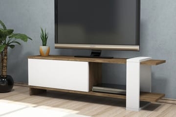 Gersby Golvstående Tv Bänk 120 cm med Förvaring i Mörkt Trä - Vit|Brun - Möbler - Tv möbel & mediamöbel - TV bänk & mediabänk