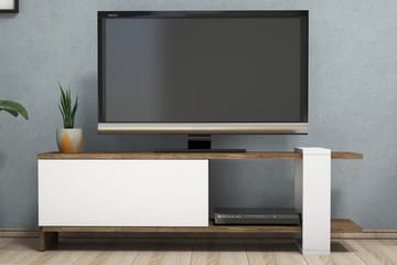 Gersby Golvstående Tv Bänk 120 cm med Förvaring i Mörkt Trä - Vit|Brun - Möbler - Tv möbel & mediamöbel - TV bänk & mediabänk