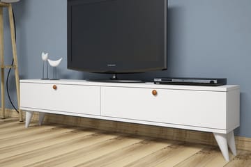 Gersby Golvstående TV Bänk 160 cm med Förvaring i Målat Trä - Vit - Möbler - Tv möbel & mediamöbel - TV bänk & mediabänk