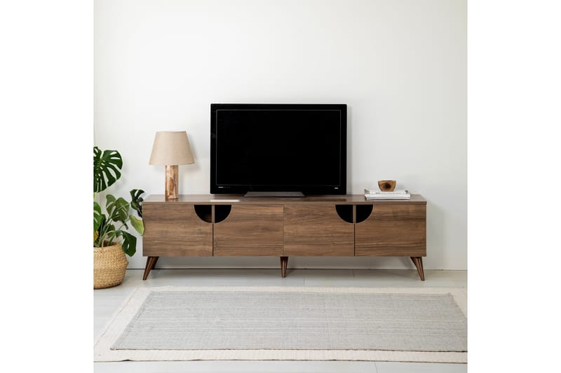 Grotte Tv Bänk 180 cm med Förvaring i Valnöt - Brun - Möbler - Tv möbel & mediamöbel - TV bänk & mediabänk