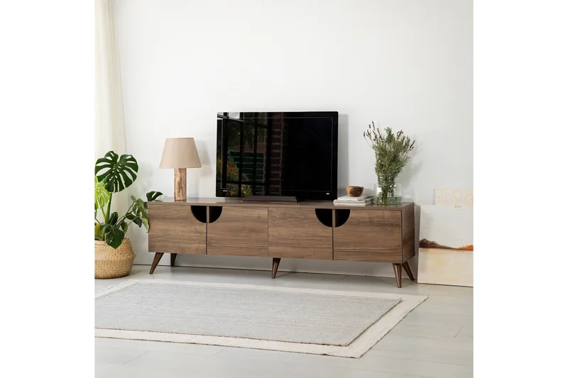 Grotte Tv Bänk 180 cm med Förvaring i Valnöt, Brun