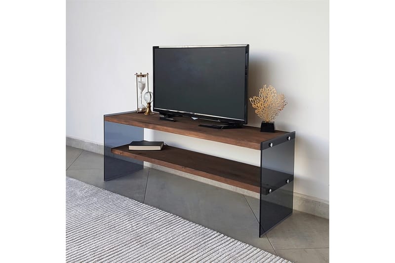Heglar Golvstående TV Bänk 120 cm med Förvaring i Valnöt - Brun - Möbler - Tv möbel & mediamöbel - TV bänk & mediabänk