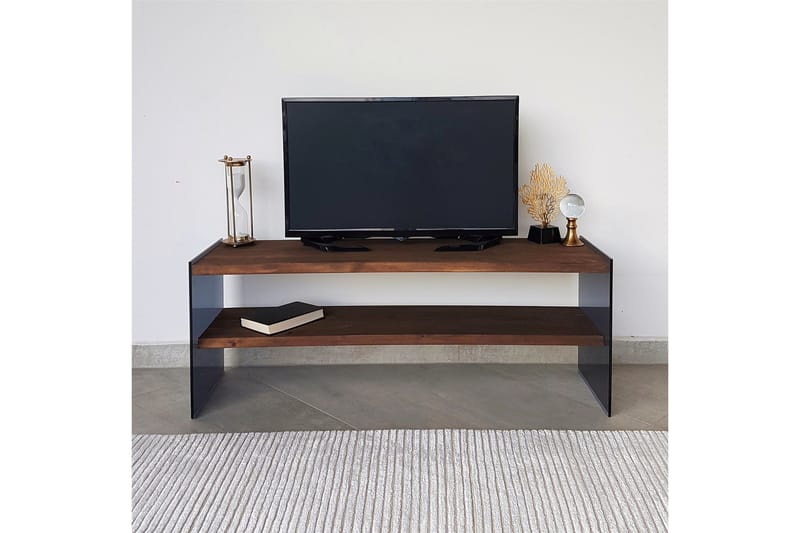 Heglar Golvstående TV Bänk 120 cm med Förvaring i Valnöt - Brun - Möbler - Tv möbel & mediamöbel - TV bänk & mediabänk