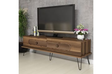 Hovdane Golvstående TV-bänk 145 cm med Förvaring i Mörkt Trä - Brun - Möbler - Tv möbel & mediamöbel - TV bänk & mediabänk