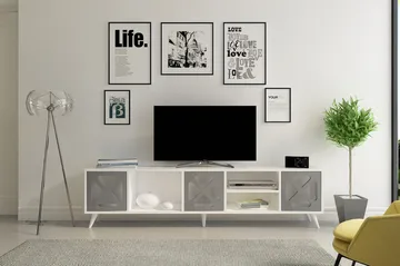 Kallboda TV-Bänk 180 cm - Vit/Grå - Möbler - Tv möbel & mediamöbel - TV bänk & mediabänk