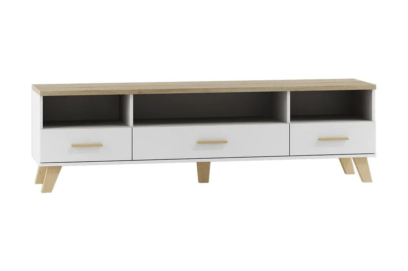 Kardos TV-bänk 180 cm i Ek, Vit|Beige