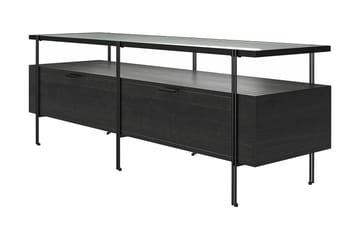 Marinko Tv Bänk 140 cm med Förvaring i Trä med Metallben - Svart - Möbler - Tv möbel & mediamöbel - TV bänk & mediabänk