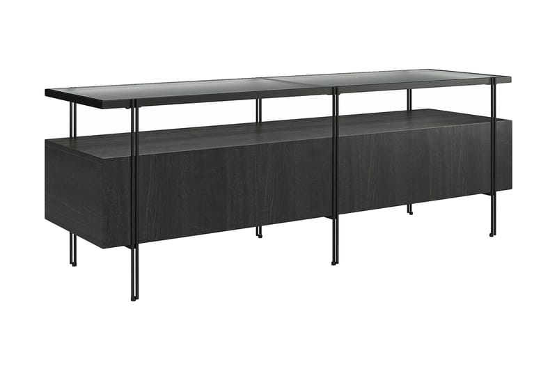 Marinko Tv Bänk 140 cm med Förvaring i Trä med Metallben - Svart - Möbler - Tv möbel & mediamöbel - TV bänk & mediabänk