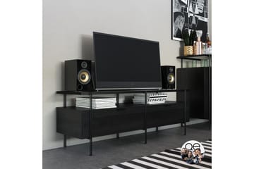 Marinko Tv Bänk 140 cm med Förvaring i Trä med Metallben - Svart - Möbler - Tv möbel & mediamöbel - TV bänk & mediabänk