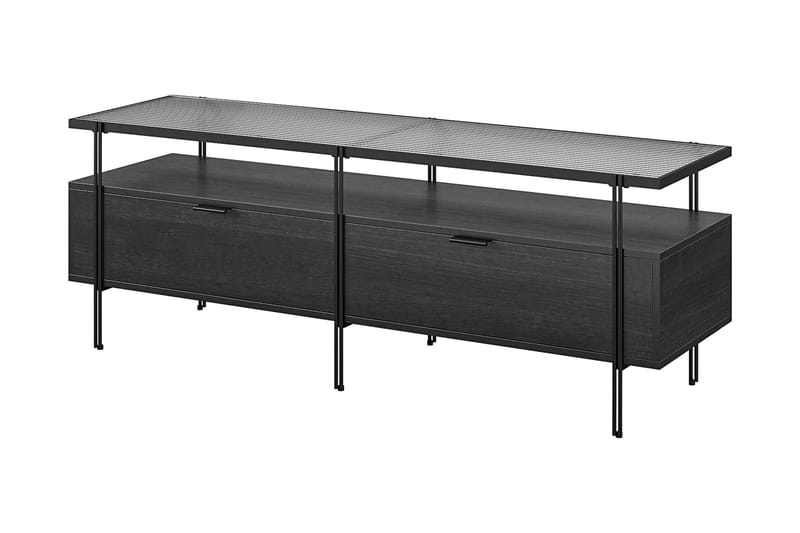 Marinko Tv Bänk 140 cm med Förvaring i Trä med Metallben - Svart - Möbler - Tv möbel & mediamöbel - TV bänk & mediabänk