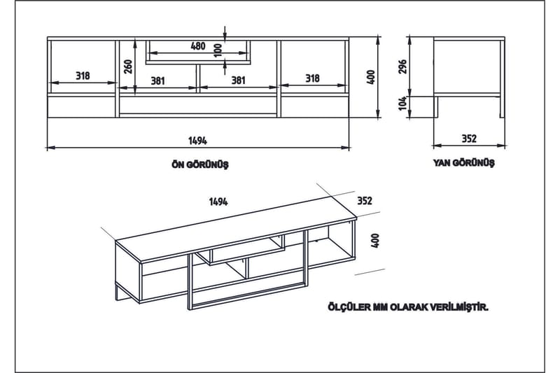 Naftali TV-Bänk 149 cm - Valnöt|Svart - Möbler - Tv möbel & mediamöbel - TV bänk & mediabänk