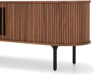Noira Ribbad Oval TV-bänk 150 cm med Förvaring i Trä och Valnöt - Brun - Möbler - Tv möbel & mediamöbel - TV bänk & mediabänk