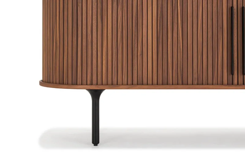 Noira Ribbad Oval TV-bänk 150 cm med Förvaring i Trä och Valnöt - Brun - Möbler - Tv möbel & mediamöbel - TV bänk & mediabänk