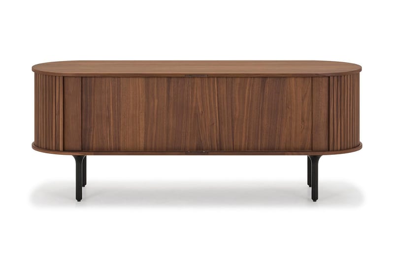 Noira Ribbad Oval TV-bänk 150 cm med Förvaring i Trä och Valnöt - Brun - Möbler - Tv möbel & mediamöbel - TV bänk & mediabänk