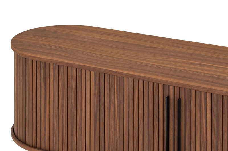 Noira Ribbad Oval TV-bänk 150 cm med Förvaring i Trä och Valnöt - Brun - Möbler - Tv möbel & mediamöbel - TV bänk & mediabänk