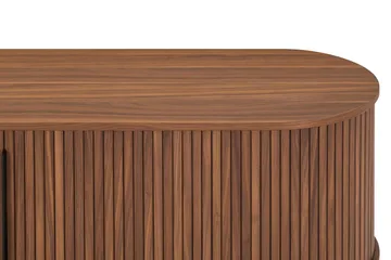 Noira Ribbad Oval TV-bänk 150 cm med Förvaring i Trä och Valnöt - Brun - Möbler - Tv möbel & mediamöbel - TV bänk & mediabänk