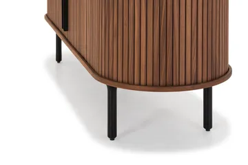 Noira Ribbad Oval TV-bänk 150 cm med Förvaring i Trä och Valnöt - Brun - Möbler - Tv möbel & mediamöbel - TV bänk & mediabänk
