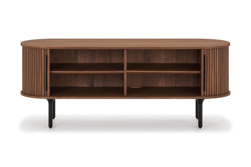 Noira Ribbad Oval TV-bänk 150 cm med Förvaring i Trä och Valnöt - Brun - Möbler - Tv möbel & mediamöbel - TV bänk & mediabänk