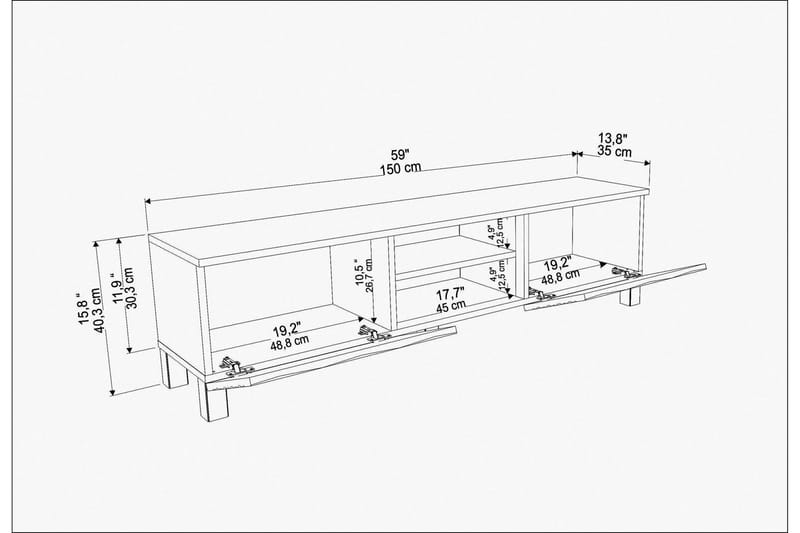 Rinorea Golvstående TV-bänk 150 cm med Förvaring i Trä - Vit - Möbler - Tv möbel & mediamöbel - TV bänk & mediabänk