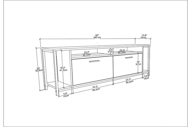 Rinorea Tv-bänk 160x50,8 cm - Vit - Möbler - Tv möbel & mediamöbel - TV bänk & mediabänk