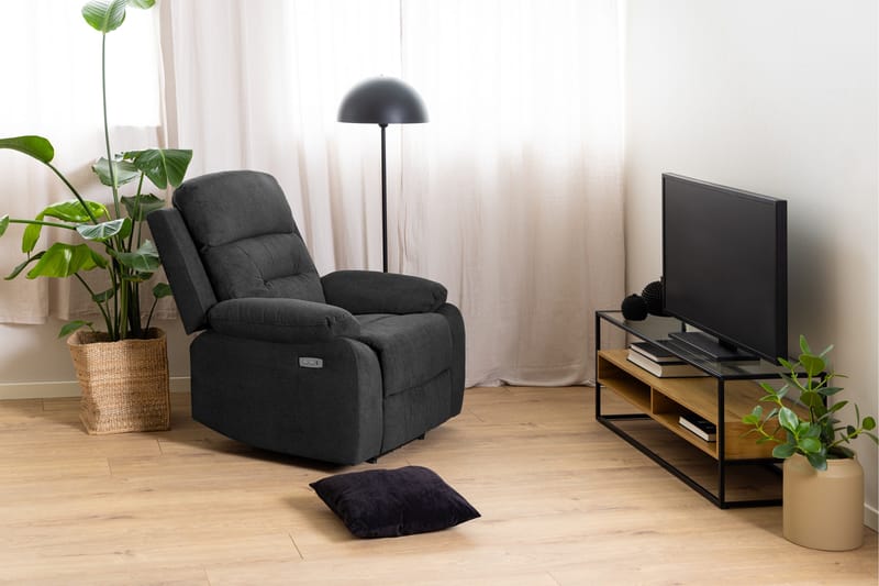 Sakila Golvstående Tv Bänk 120 cm med Förvaring i Metall med Trähylla - Svart - Möbler - Tv möbel & mediamöbel - TV bänk & mediabänk