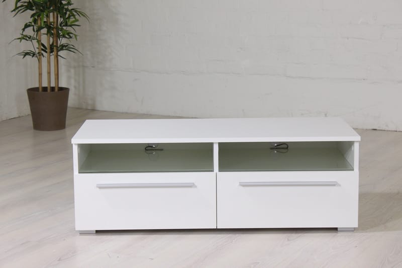 Stockend Golvstående TV Bänk 100 cm med Förvaring i Målat Trä - Vit - Möbler - Tv möbel & mediamöbel - TV bänk & mediabänk