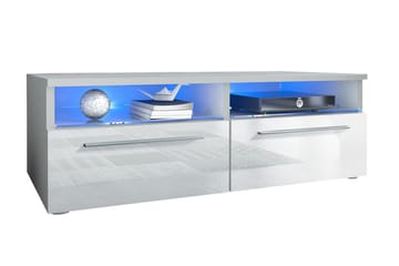 Stockend Golvstående TV Bänk 100 cm med Förvaring i Målat Trä - Vit - Möbler - Tv möbel & mediamöbel - TV bänk & mediabänk